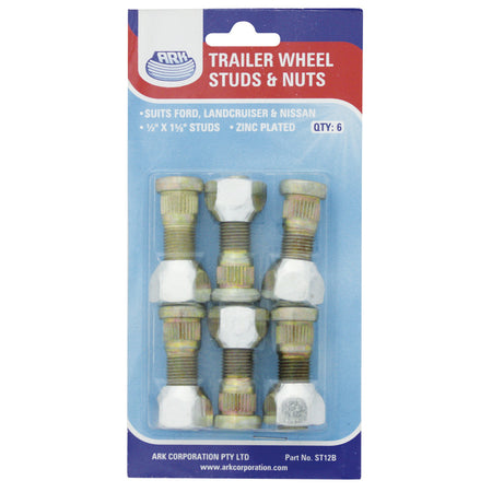 Set of 6 Ford wheel studs and nuts