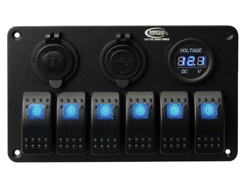 6 Way Blue LED Switch Panel with Fuses