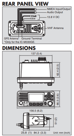 VHF Marine Transceiver with Distress Button IC-M330GE - Black or White