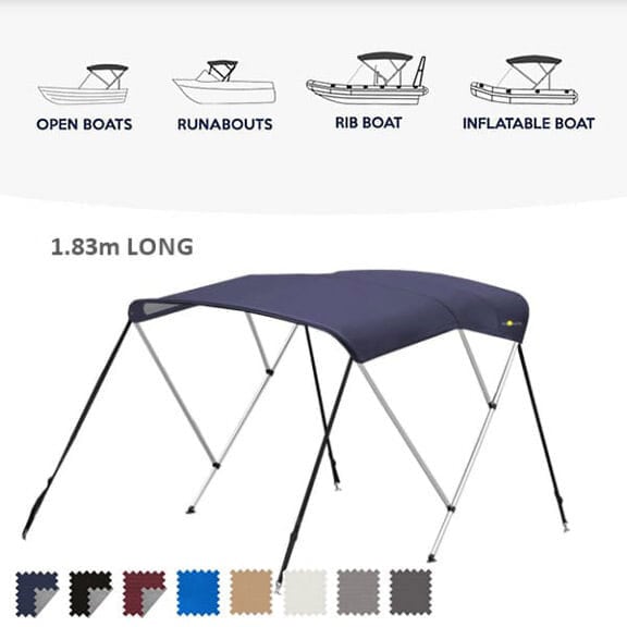 3 Bow Open Boat Bimini - 3 sizes in 8 colours