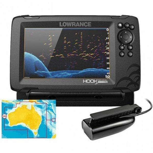 Lowrance Hook Reveal 7 Colour Fishfinder/GPS/Mapping with Splitshot Tr –  Hunts Marine