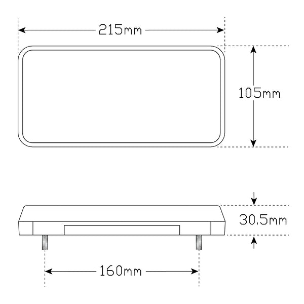 LED Premium 216 Series Waterproof Trailer Lights with 10mtr cable - Rectangular