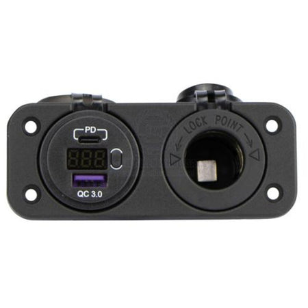 Flush Mount Dual Panel - Voltmeter, Dual USB-A / USB-C Charger & Cigarette Lighter socket
