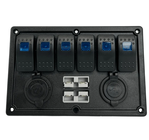 6 Way Blue LED Switch Panel with Fuses