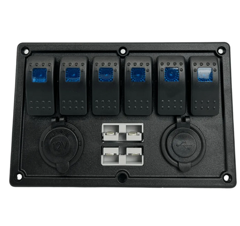 6 Way Blue LED Switch Panel with Fuses