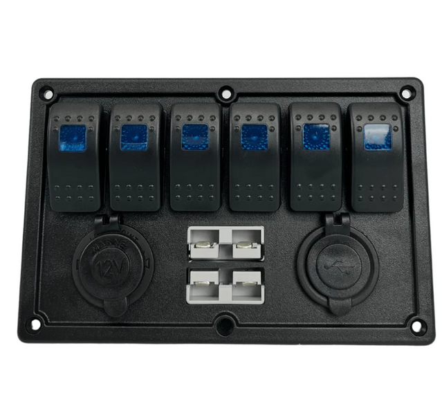 6 Way Blue LED Switch Panel with Fuses