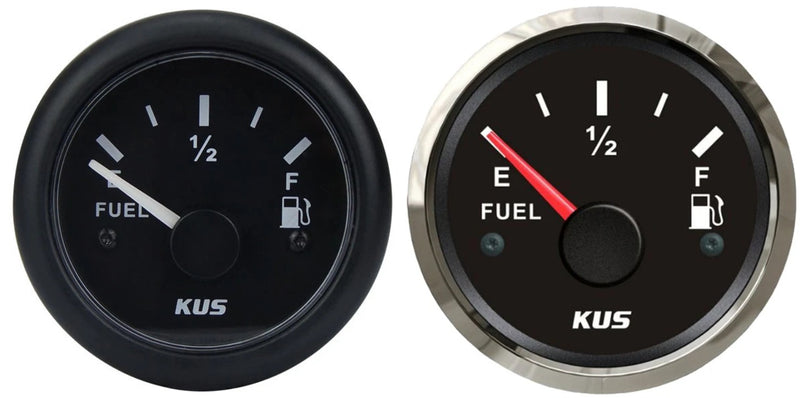 Evinrude / Johnson Fuel Gauge - Black face in 2 styles