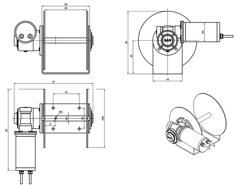 Savwinch 1500-SS Signature Stainless Steel Drum Winch kit - Suits boats up to 8.50m