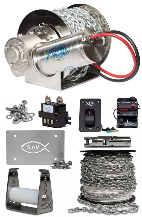 Savwinch 450-SS Signature Stainless Steel Drum Winch kit - Suits boats up to 4.50m