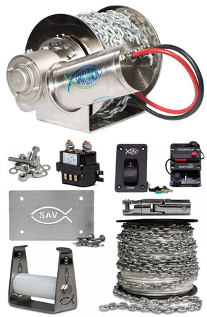 Savwinch 1500-SS Signature Stainless Steel Drum Winch kit - Suits boats up to 8.50m