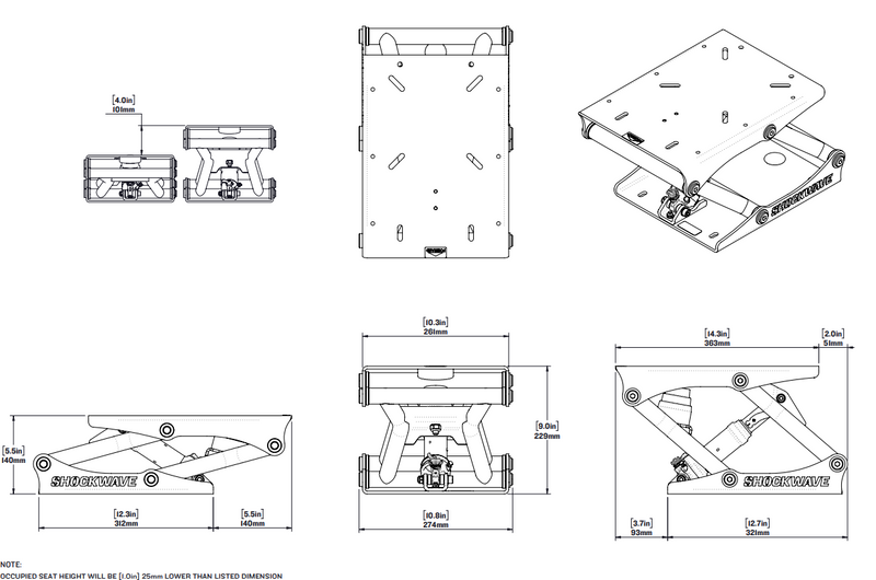 Shockwave Stainless Steel S5 Suspension Seat Base