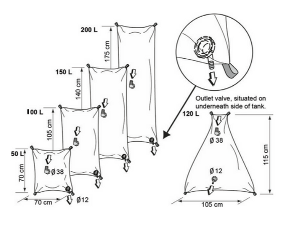 Heavy Duty Flexible Water Tanks - 5 Sizes