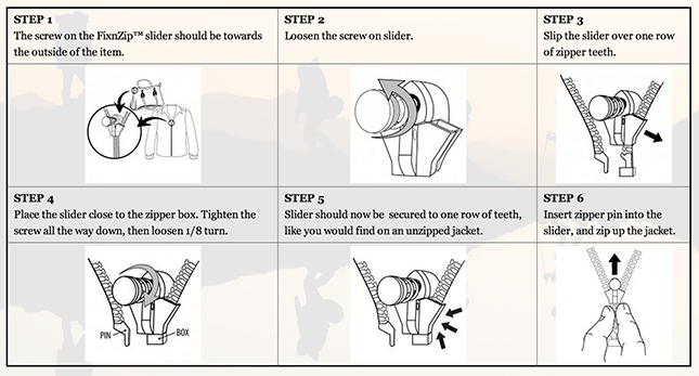 Zipper Slider Repair Instructions
