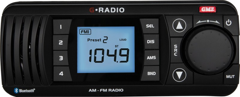 GME GR300 Marine AM/FM Receiver with Bluetooth - White or Black