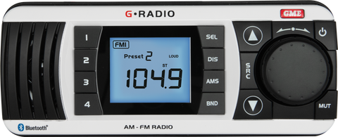 GME GR300 Marine AM/FM Receiver with Bluetooth - White or Black