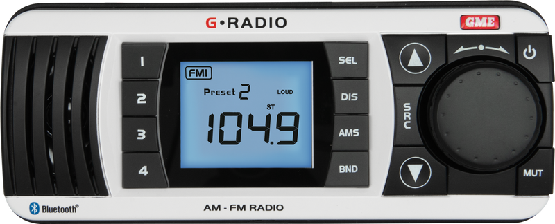 GME GR300 Marine AM/FM Receiver with Bluetooth - White or Black