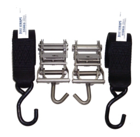 Heavy Duty Transom Stainless Steel Ratchet Tie Downs - Pair