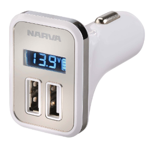 USB Power Adaptor with LED Volt/Amp Display for 12 and 24 volt sockets