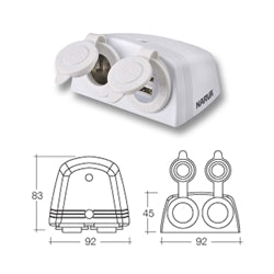 Dual Surface Mounted USB and 12/24volt Socket White