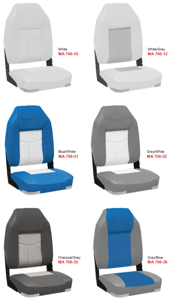 High Back Deluxe Folding Seat - 6 Colour Combos