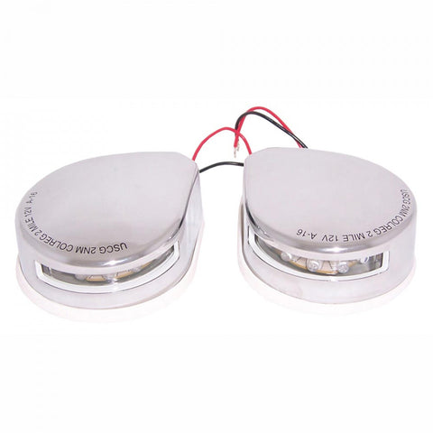 LED Bow Mount Port and Starboard Navigation Lights - Stainless Steel