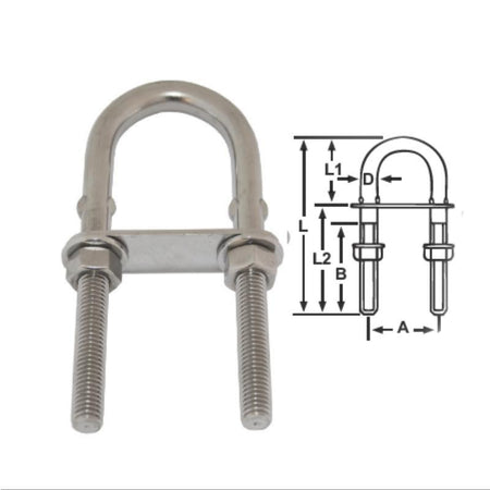 Stainless Steel Transom U Bolts - 5 Sizes