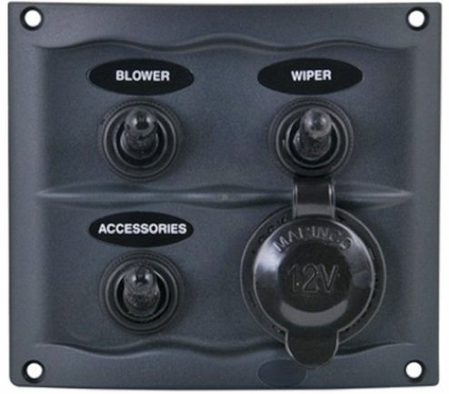 BEP Switch Panel 3 and 5 Way with 12volt Socket and Fuses - Black or White