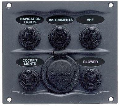 BEP Switch Panel 3 and 5 Way with 12volt Socket and Fuses - Black or White