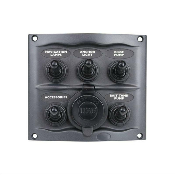 BEP Switch Panel 5 Way with Dual USB Socket