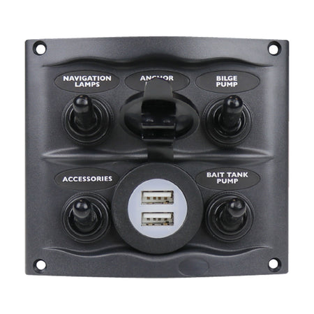 BEP Switch Panel 5 Way with Dual USB Socket